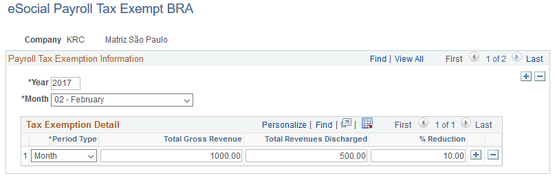 eSocial Payroll Tax Exempt BRA page