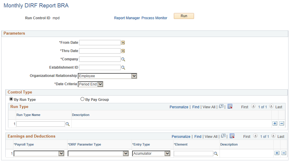 Monthly DIRF Report BRA page