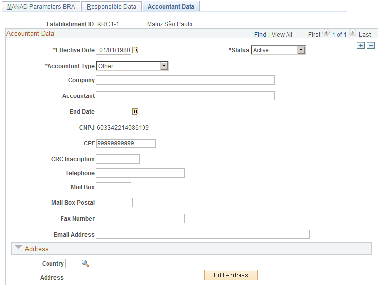 Accountant Data page