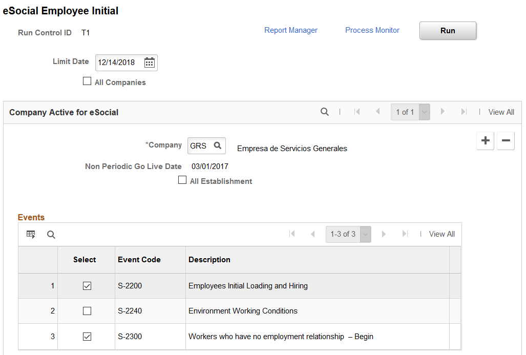 eSocial Employee Initial page (1 of 2)