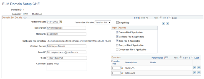 ELM Domain Setup CHE page