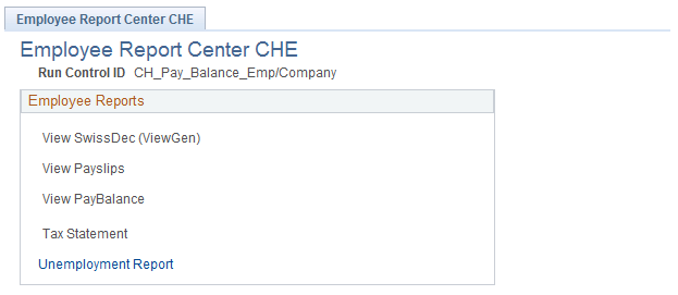 Employee Report Center CHE Page