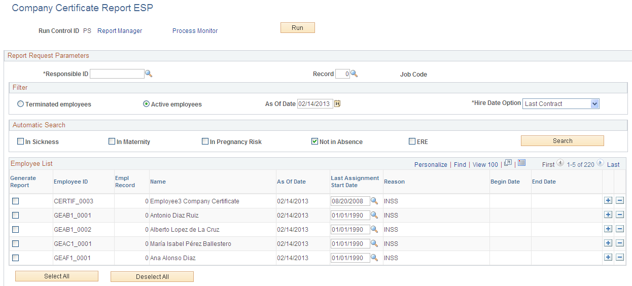 Company Certificate Report ESP page