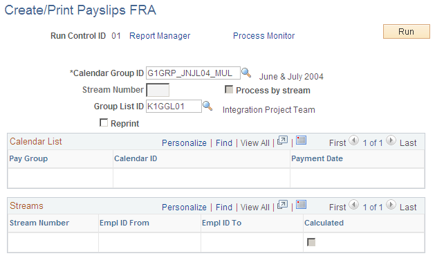 Create/Print Payslips FRA page