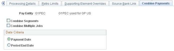 Combine Payments page