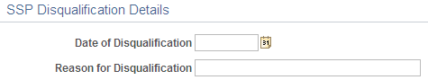 SSP Disqualification Details page