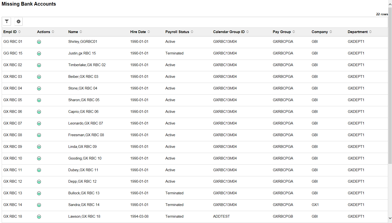 Missing Bank Accounts Page