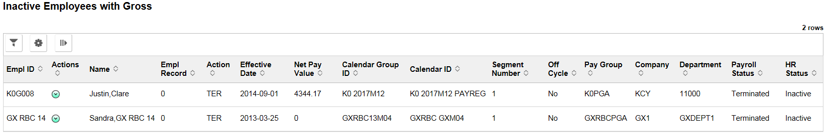 Inactive Employees with Gross Page
