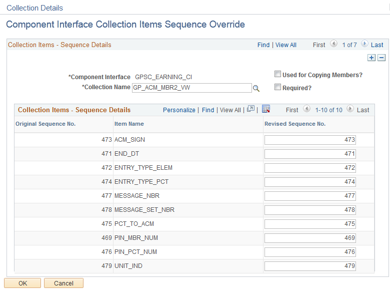 Component Interface Collection Items Sequence Override page