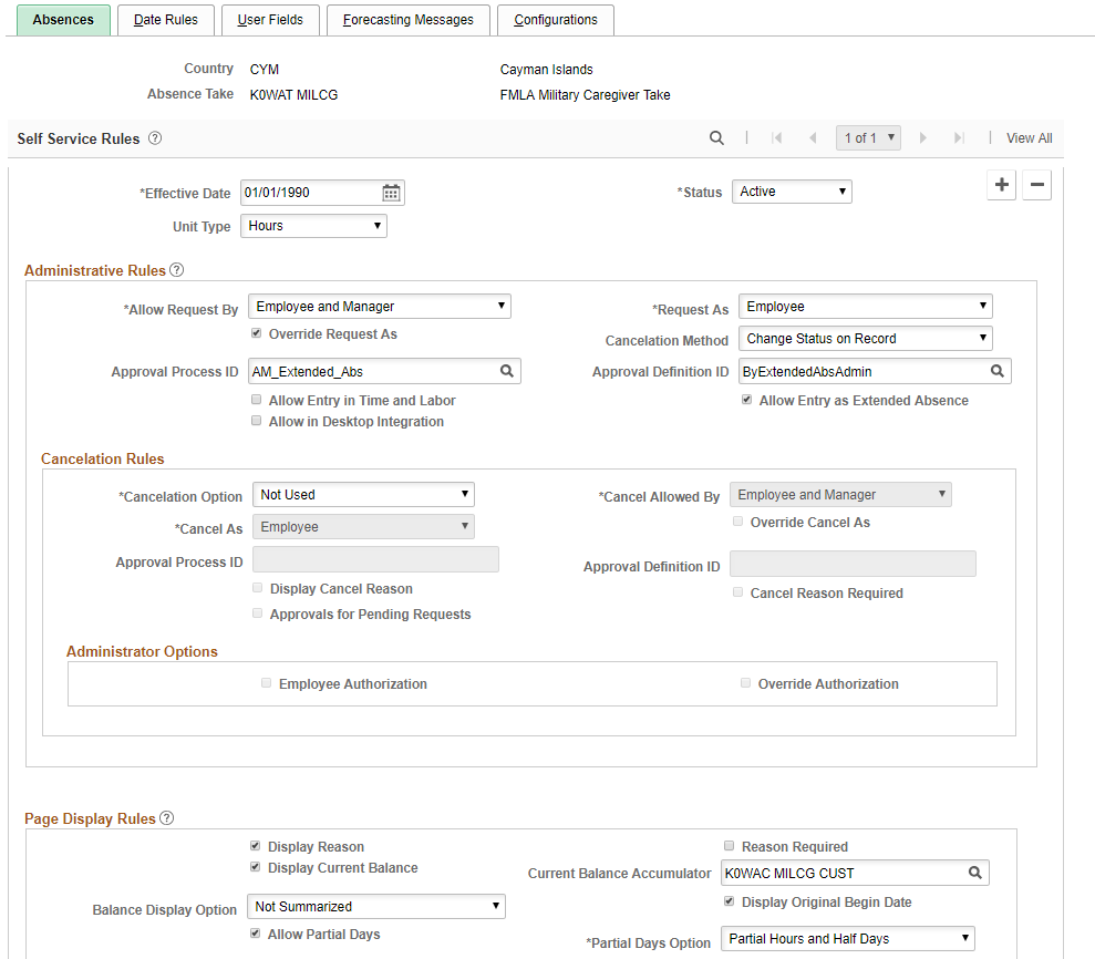 Country Take - Absences page