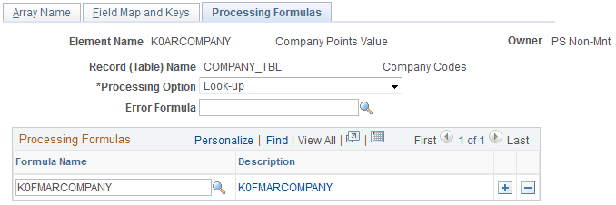 Processing Formulas page