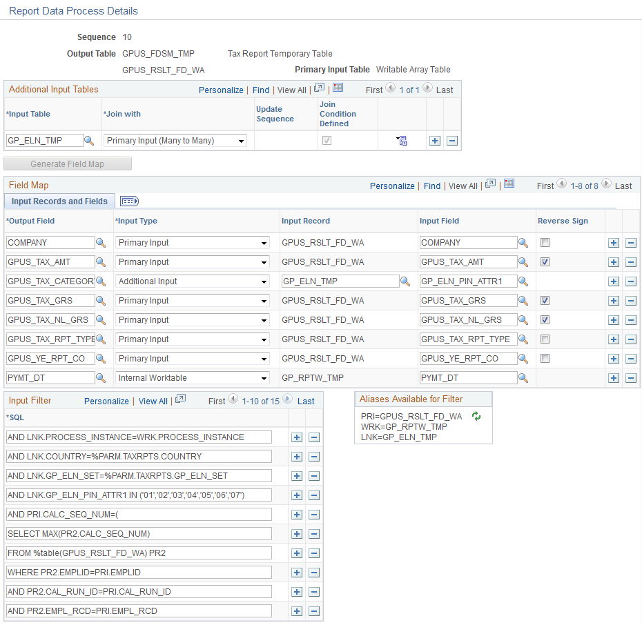 Report Data Process Details page