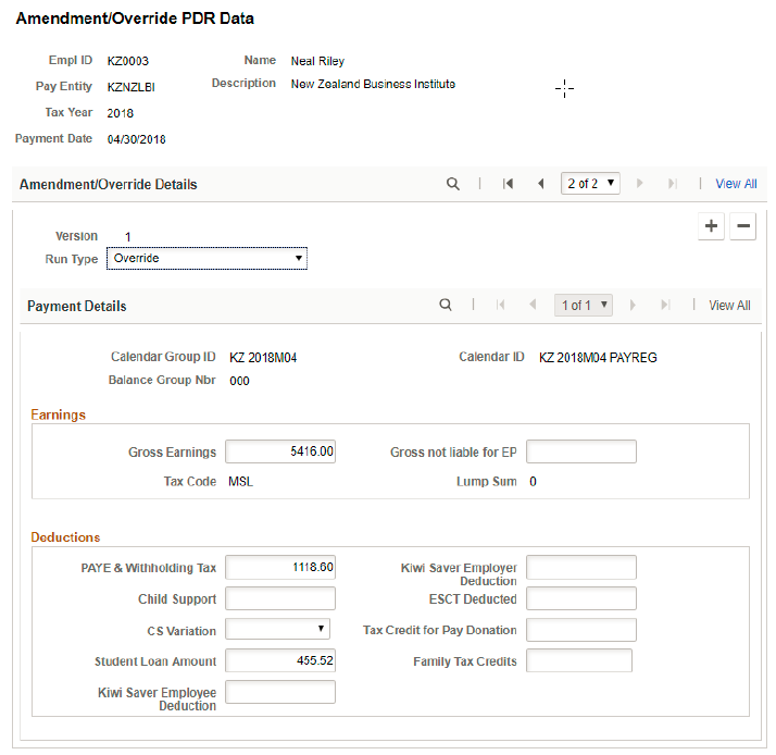 Amendment Override PDR page_Override