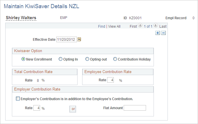 Maintain KiwiSaver Details NZL page