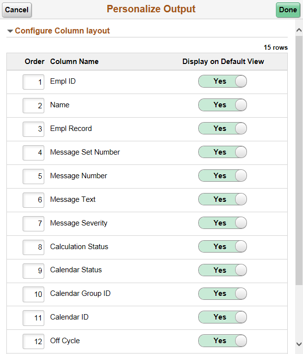 Personalized Output page