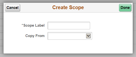 Create Scope modal