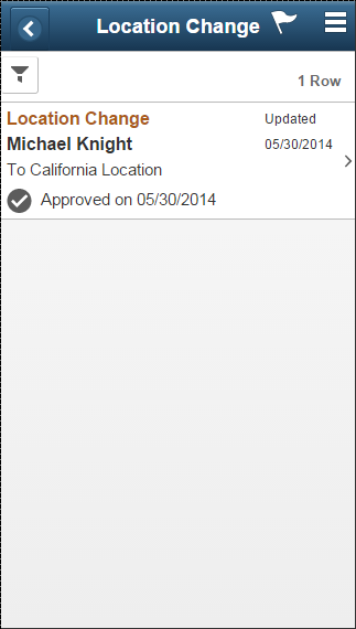 (Smartphone) Showing approval requests by selected category on the Approvals History page