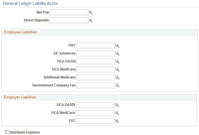 (Payroll for North America) General Ledger Liability Accts page