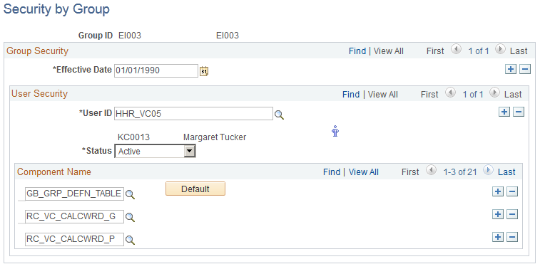 Security by Group page