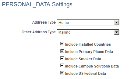 PERSONAL_DATA Settings page