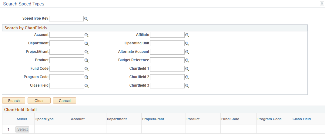 Search Speed Types page