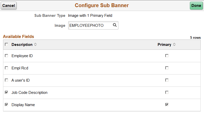 Configure Sub Banner page