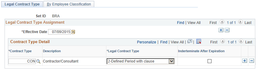 Legal Contract Type page