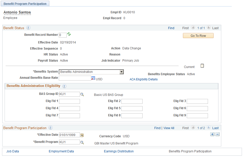 Benefit Program Participation page