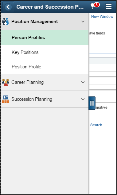 (Smartphone) Career and Succession Planning talent administration page