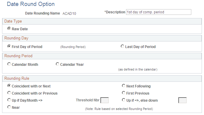 Date Round Option page