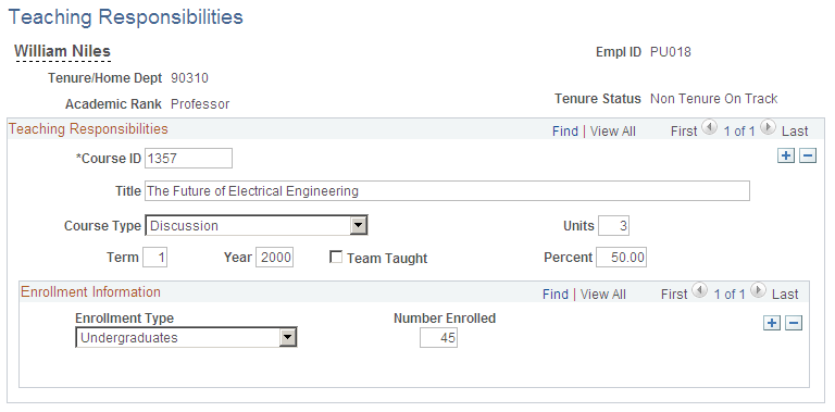 Teaching Responsibilities page