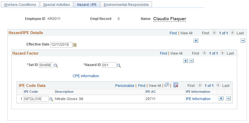 Hazard/IPE page