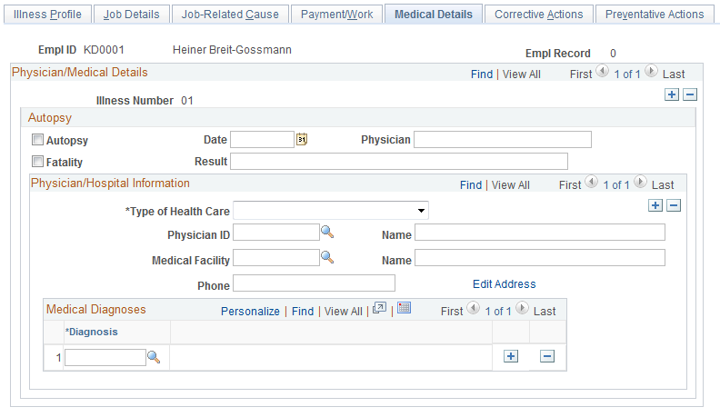Medical Details page