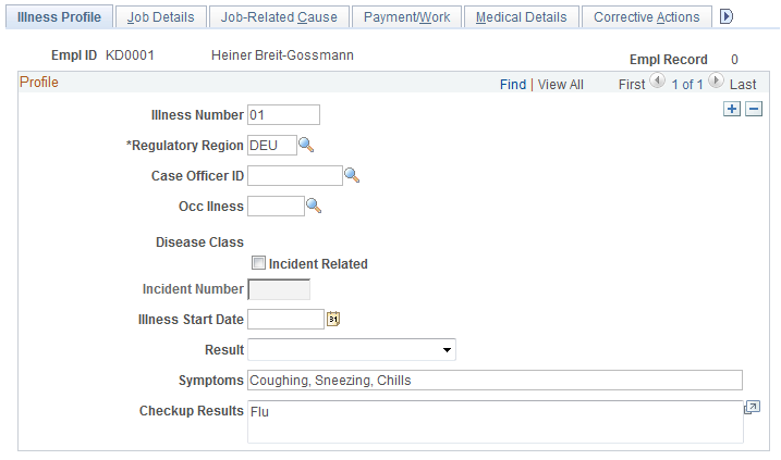 Illness Profile page