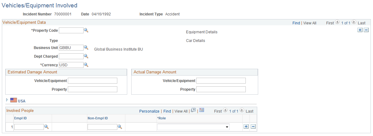 Vehicles/Equipment Involved page