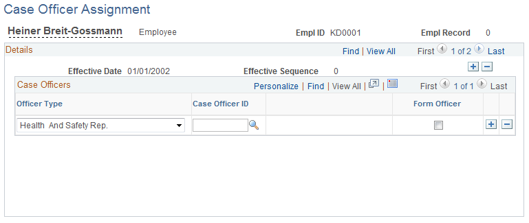 Case Officer Assignment page
