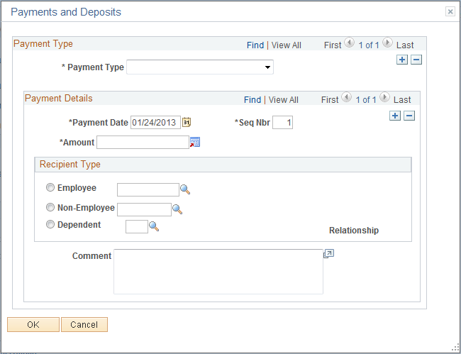Payments and Deposits page
