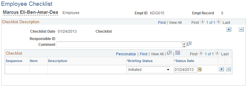 Employee Checklist page