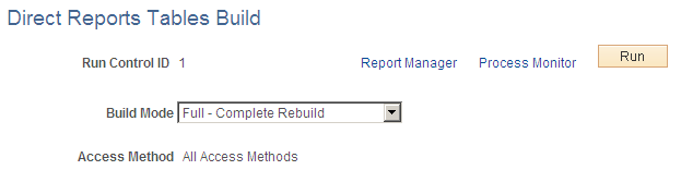 Direct Reports Tables Build page