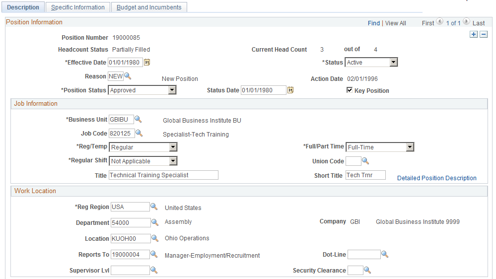 Position Data - Description page (1 of 2)