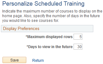 Personalize Scheduled Training page