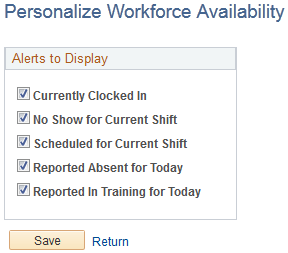 Personalize Workforce Availability page