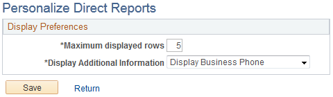 Personalize Direct Reports page