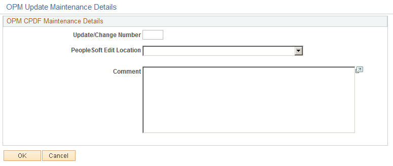 OPM CPDF Maint Details page