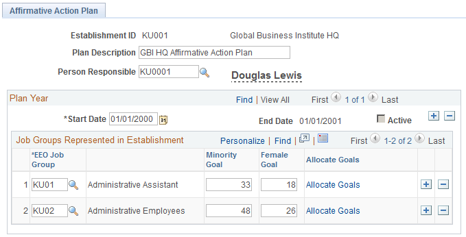 Affirmative Action Plan page
