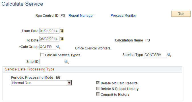 Calculate Service page