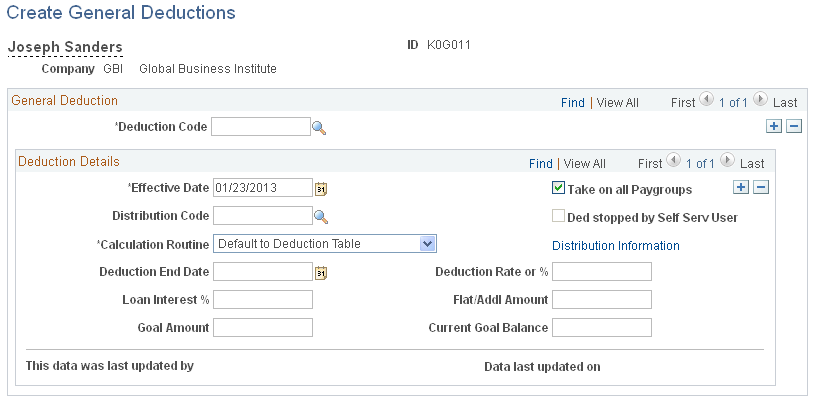 Create General Deductions page (USF)