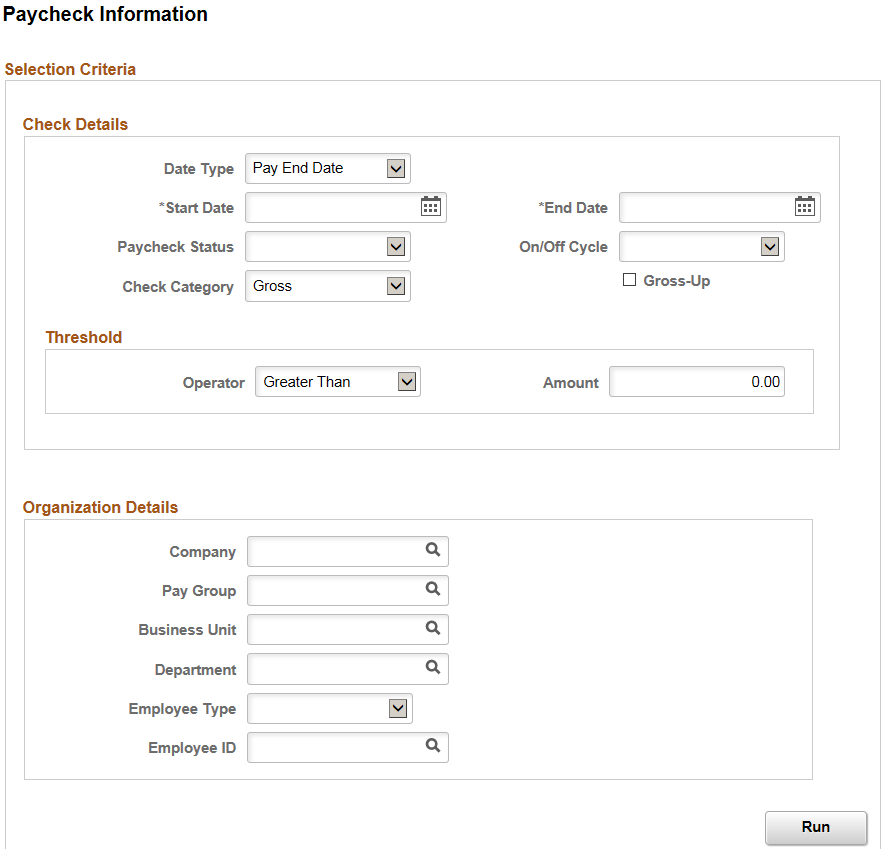 Paycheck Information page fluid