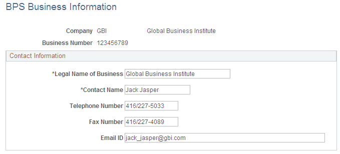BPS Business Information page