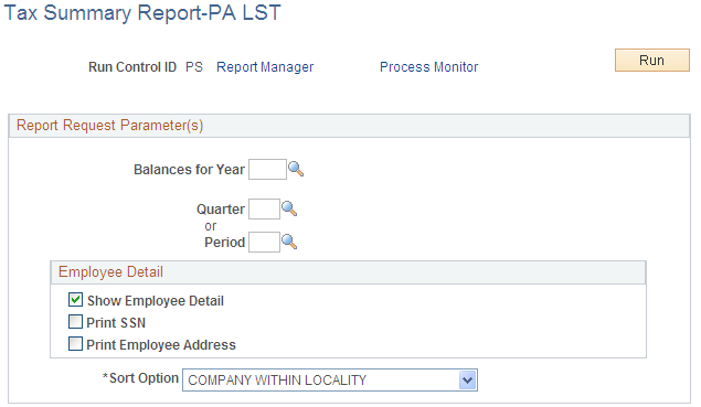 Tax Summary Report-PA LST page